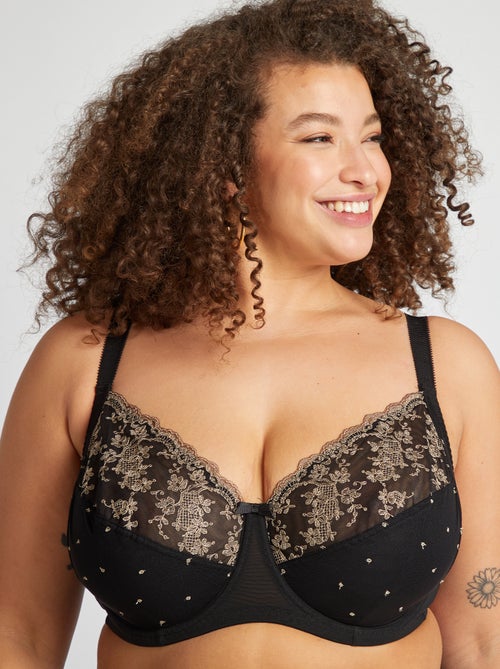 Soutien-gorge en mesh et broderies - Kiabi
