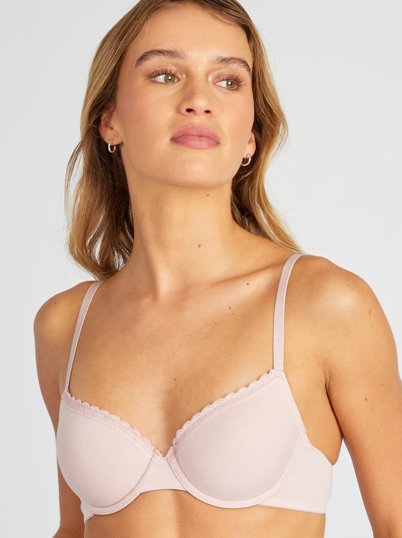 Soutien-gorge paddé coton Rose poudré - Kiabi