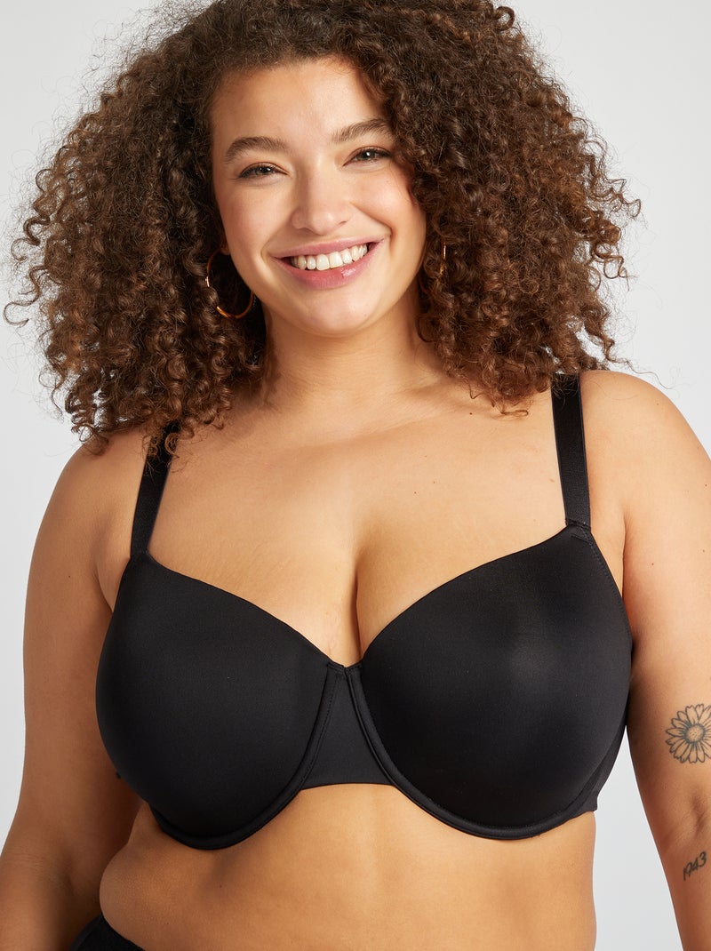 Soutien-gorge paddé en microfibre Noir - Kiabi