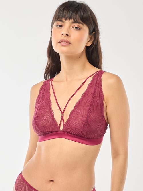Soutien-gorge triangle en dentelle feuillage transparente - Kiabi