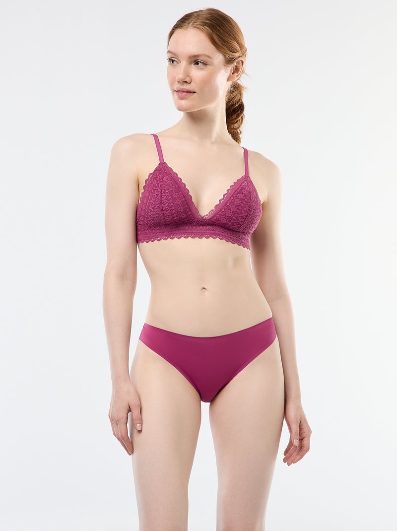 Soutien-gorge triangle en dentelle Rose - Kiabi
