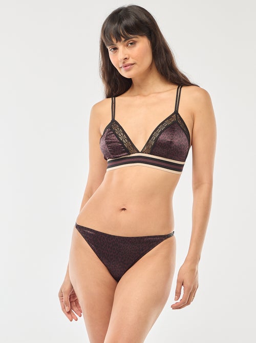 Soutien-gorge triangle satiné imprimé léopard - Kiabi