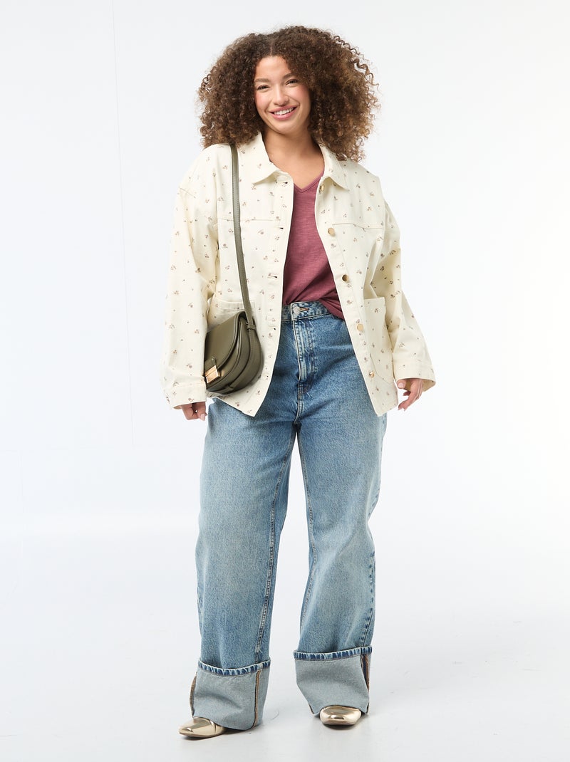 Sovracamicia in twill con 2 tasche applicate Bianco - Kiabi