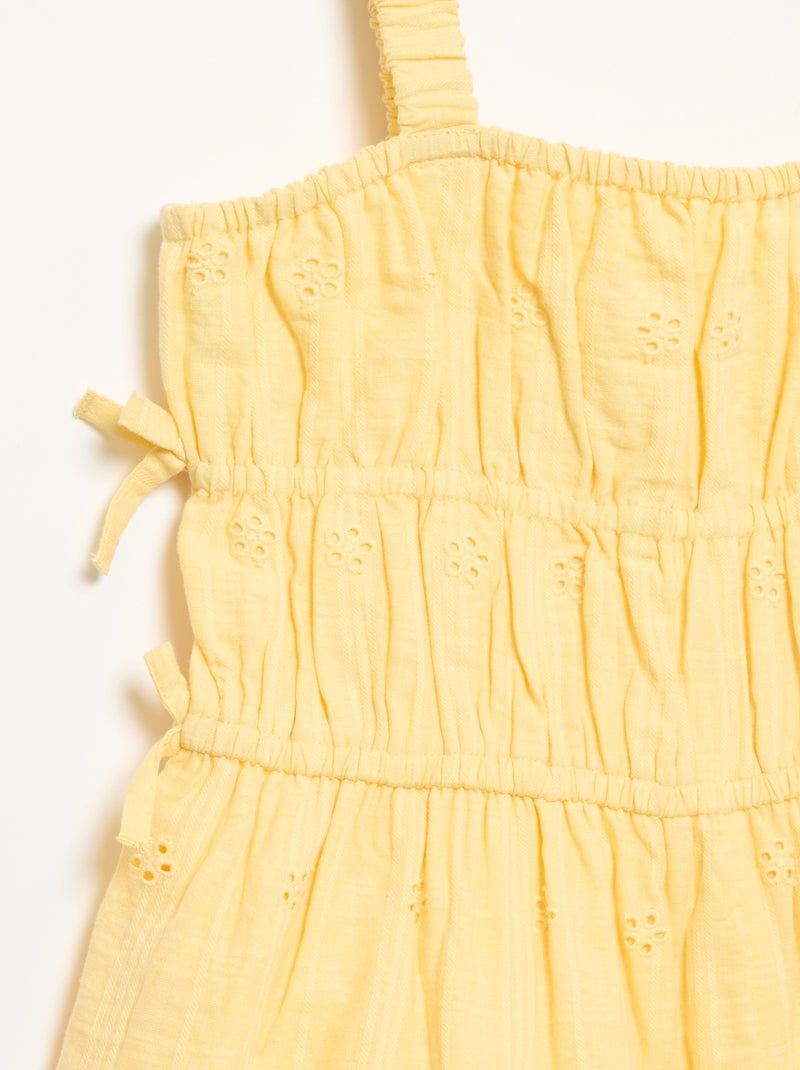 Spaghetti-Trägerkleid mit Allover-Stickereien GELB - Kiabi