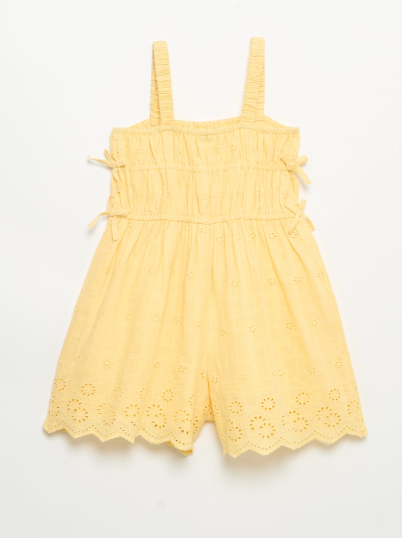 Spaghetti-Trägerkleid mit Allover-Stickereien GELB - Kiabi