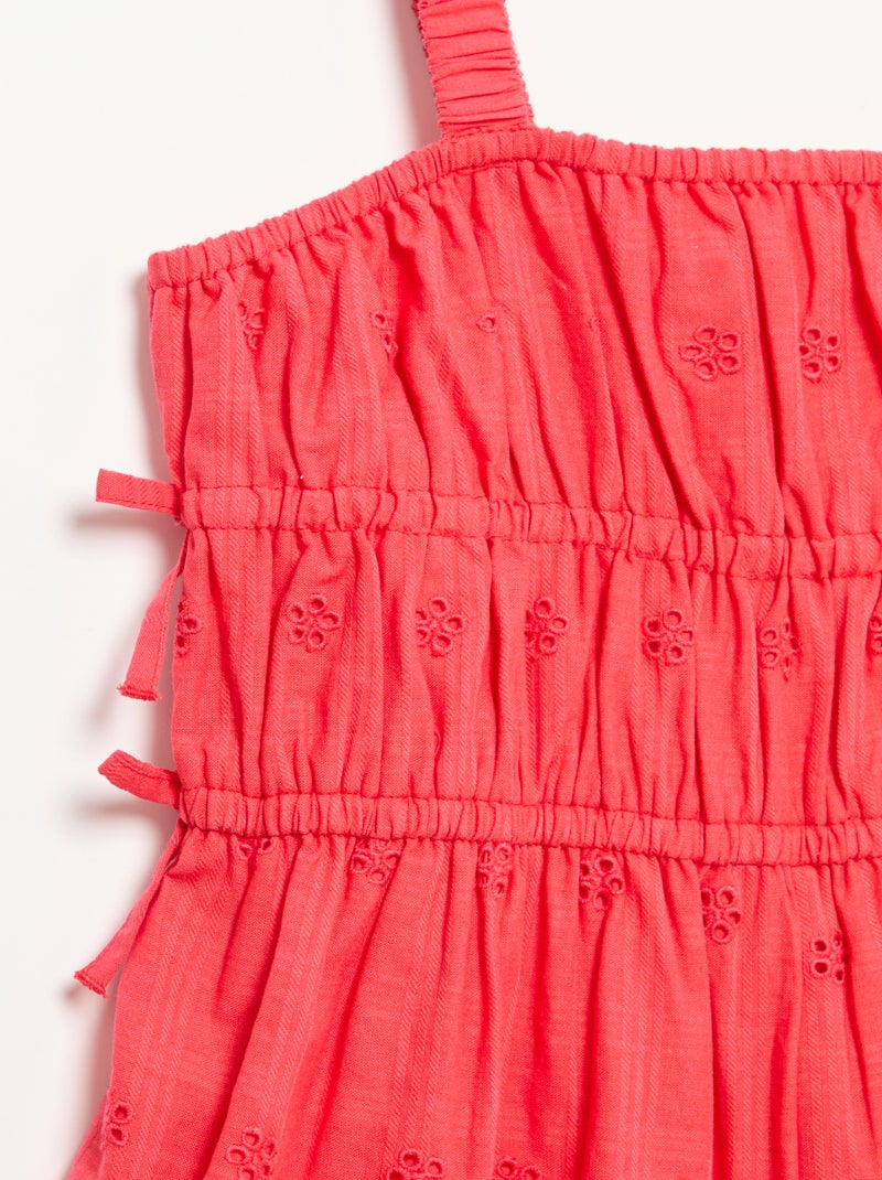Spaghetti-Trägerkleid mit Allover-Stickereien Rot - Kiabi