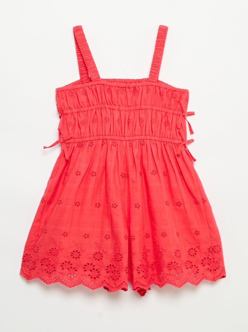 Spaghetti-Trägerkleid mit Allover-Stickereien Rot - Kiabi