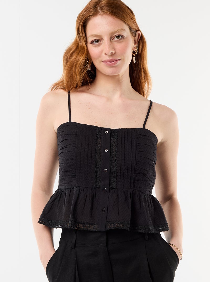 Spaghettiträger Cropped Top Schwarz - Kiabi