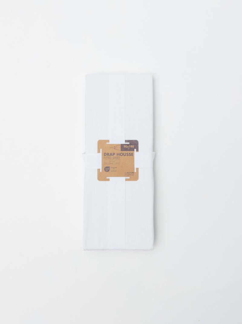 Spannbetttuch für 1 Person 90 x 190 cm aus Baumwolle - Kiabi Home Blanc - Kiabi