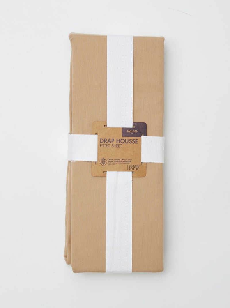 Spannbetttuch für 2 Personen, 160 x 200 cm, aus Baumwolle - Kiabi Home Beige - Kiabi