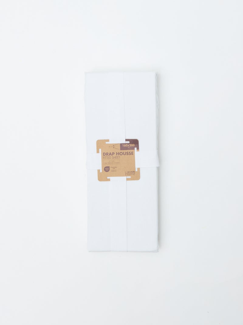 Spannbetttuch für 2 Personen, 160 x 200 cm, aus Baumwolle - Kiabi Home Blanc - Kiabi