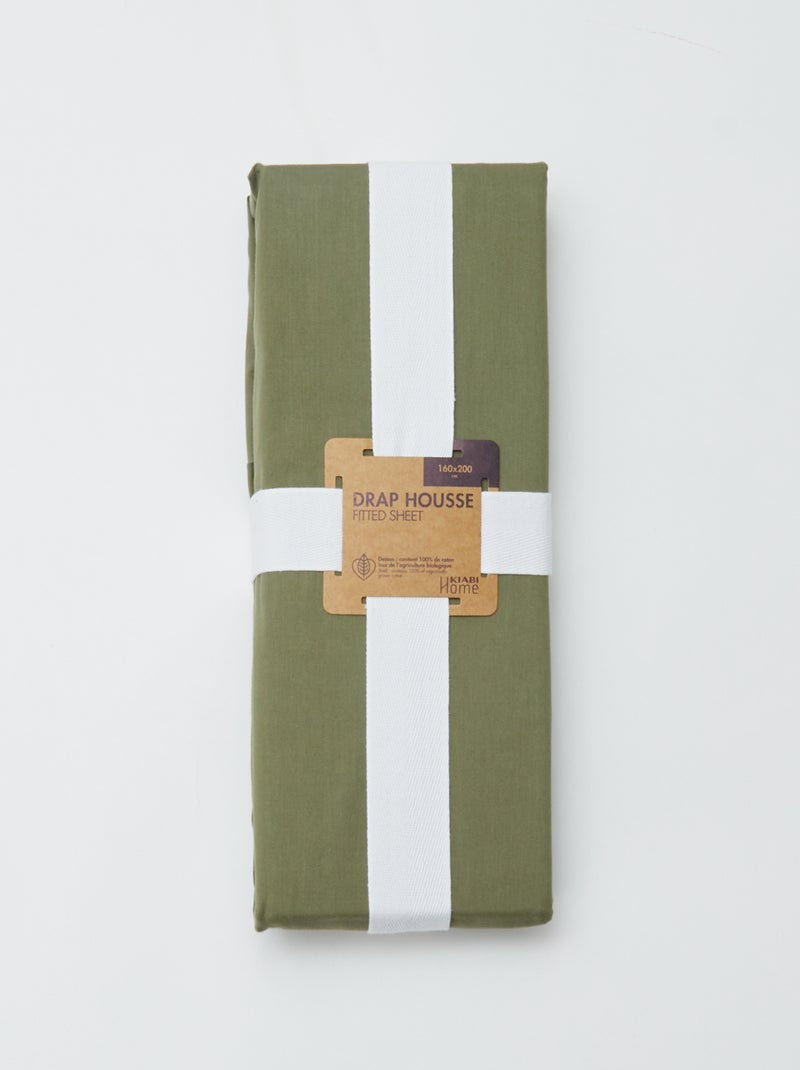 Spannbetttuch für 2 Personen, 160 x 200 cm, aus Baumwolle - Kiabi Home Vert kaki - Kiabi