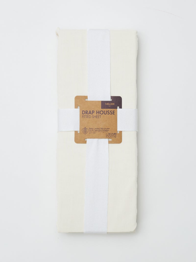 Spannbetttuch unifarben 140 x 200 cm Blanc cassé - Kiabi