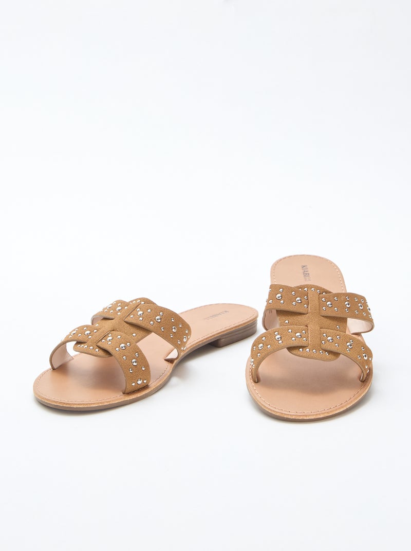 Sparkling Macrame Strap Mules Brown - Kiabi