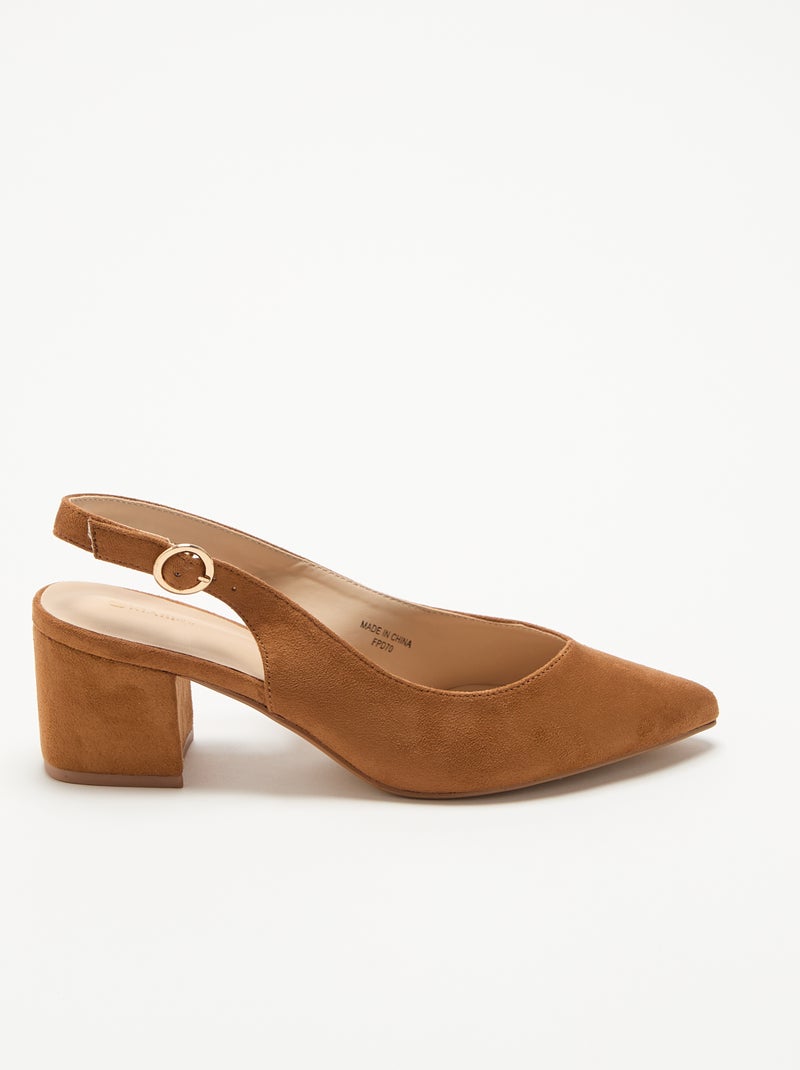 Spitze Pumps mit Blockabsatz Braun - Kiabi