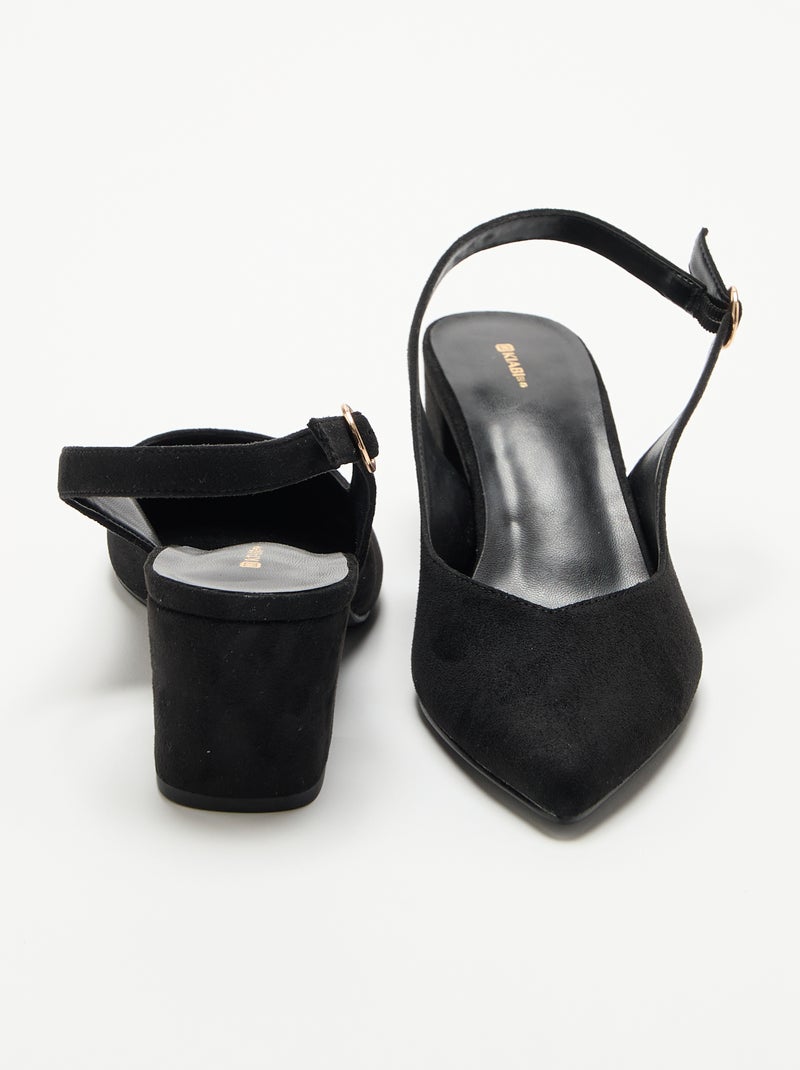 Spitze Pumps mit Blockabsatz Schwarz - Kiabi