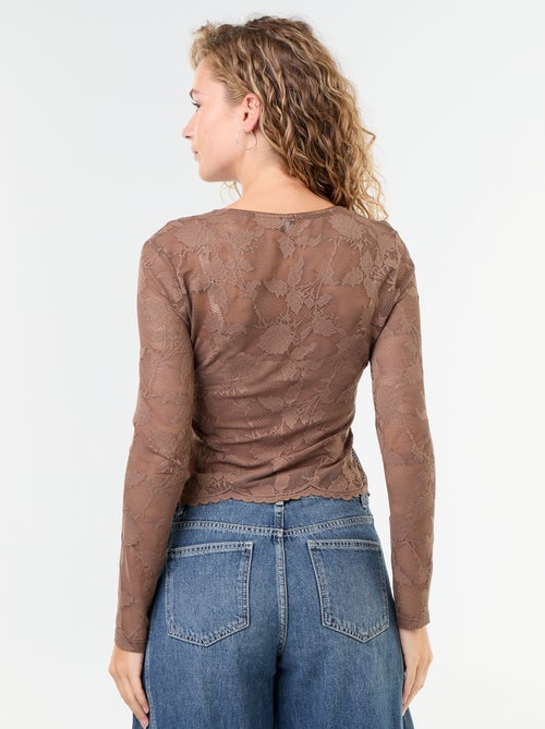 Spitzen-T-Shirt im Blusen-Look - Kiabi