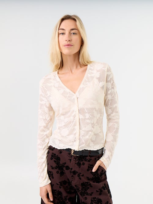Spitzen-T-Shirt im Blusen-Look - Kiabi