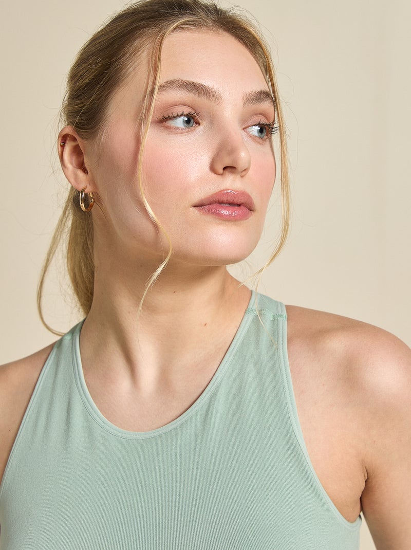 Sport-Bralette aus Rippstrick mit leichtem Halt - (ekstract) Grün - Kiabi