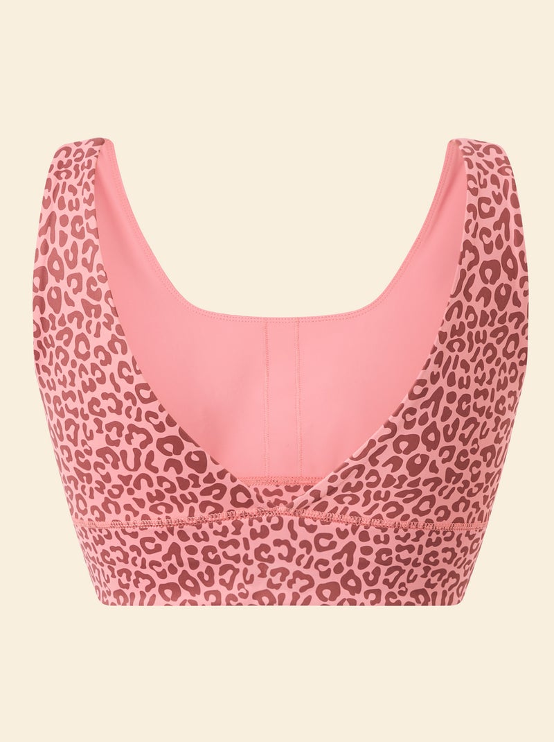 Sport-Bralette mit Leopardenmuster, leichter Halt Rosa - Kiabi