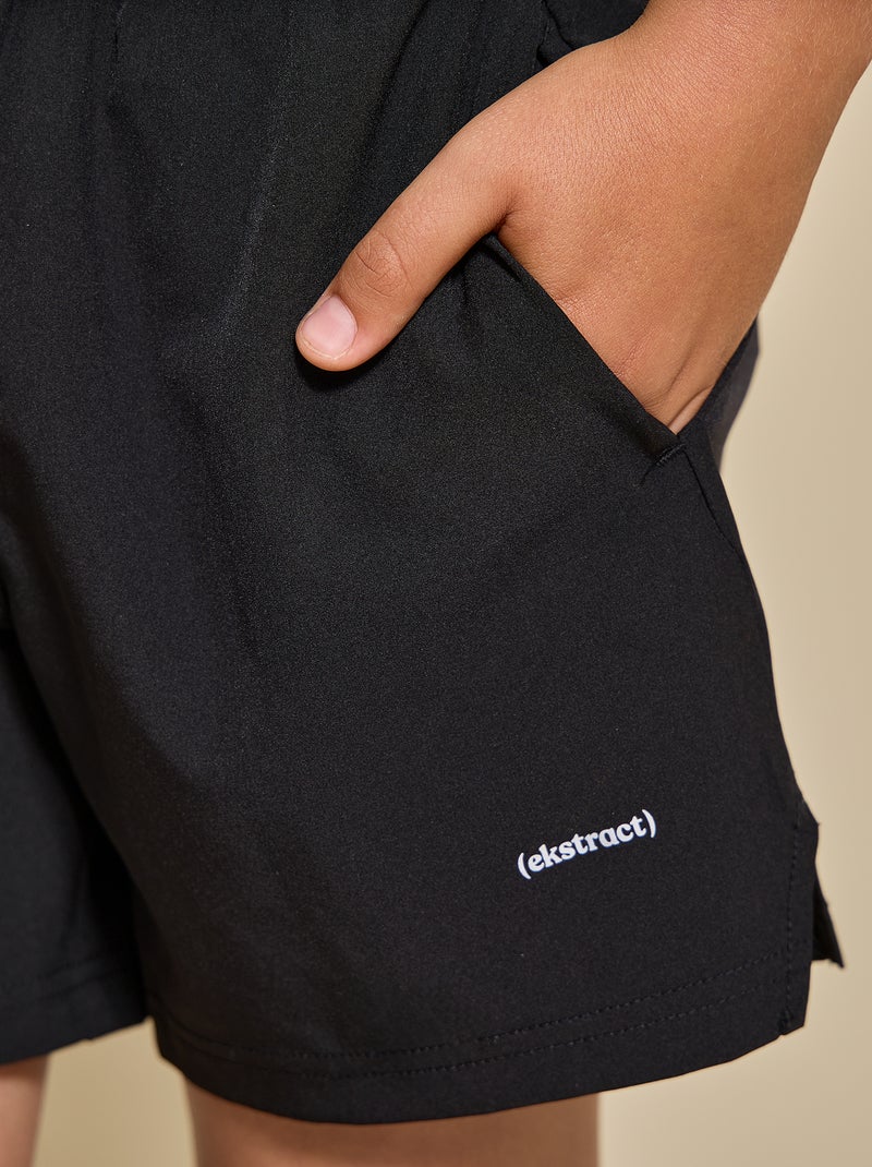 Sport-Shorts mit Reissverschlusstasche hinten - (ekstract) Noir - Kiabi