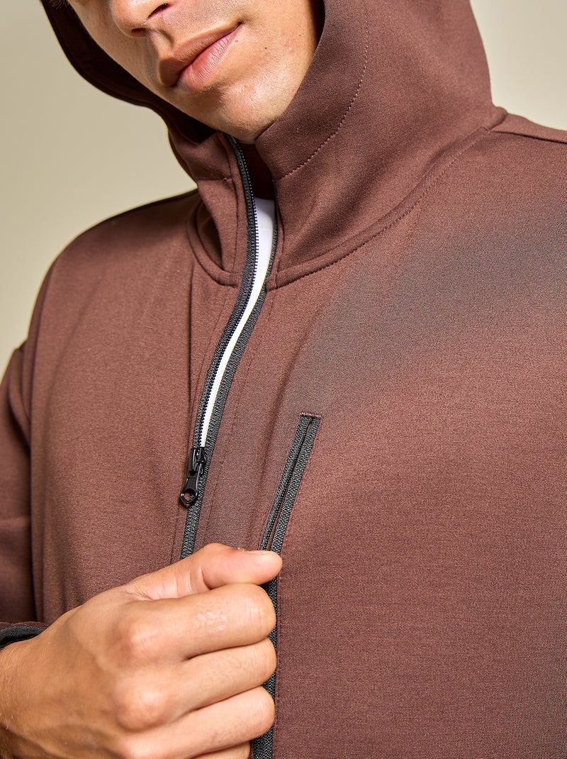 Sport-Sweatshirt mit Reissverschluss (ekstract) Marron - Kiabi