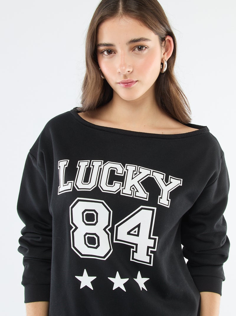 Sportliches Fleece-Sweatshirt Schwarz - Kiabi