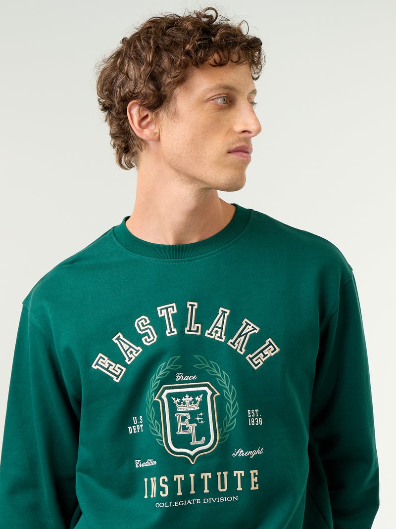 Sportliches Sweatshirt mit gestickten Aufschriften Vert - Kiabi