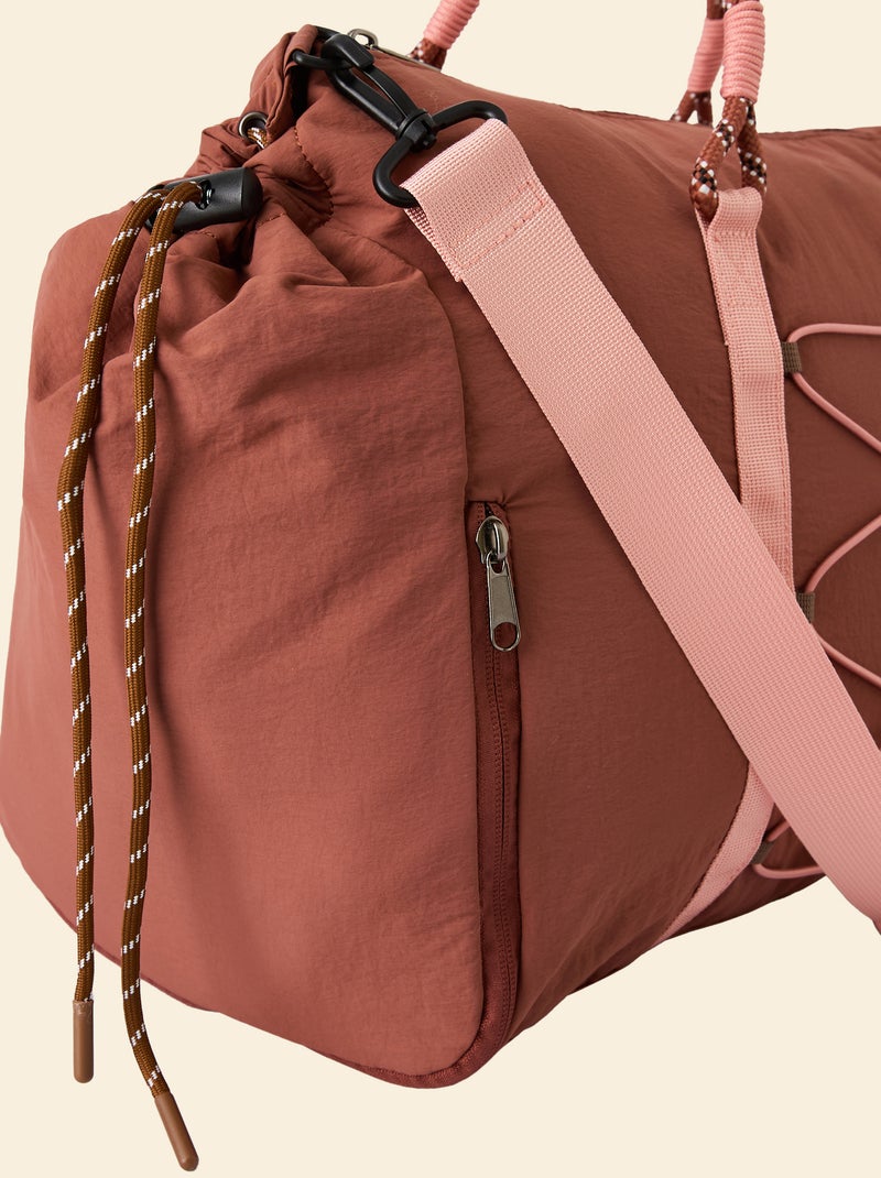 Sports bag with outer pockets and shoe compartment Brown - Kiabi