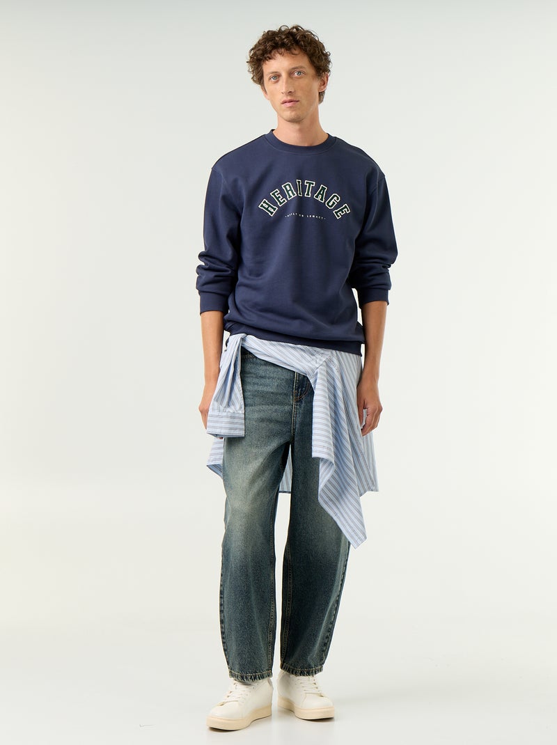 Sportswear style sweatshirt with embroidered lettering Blue - Kiabi
