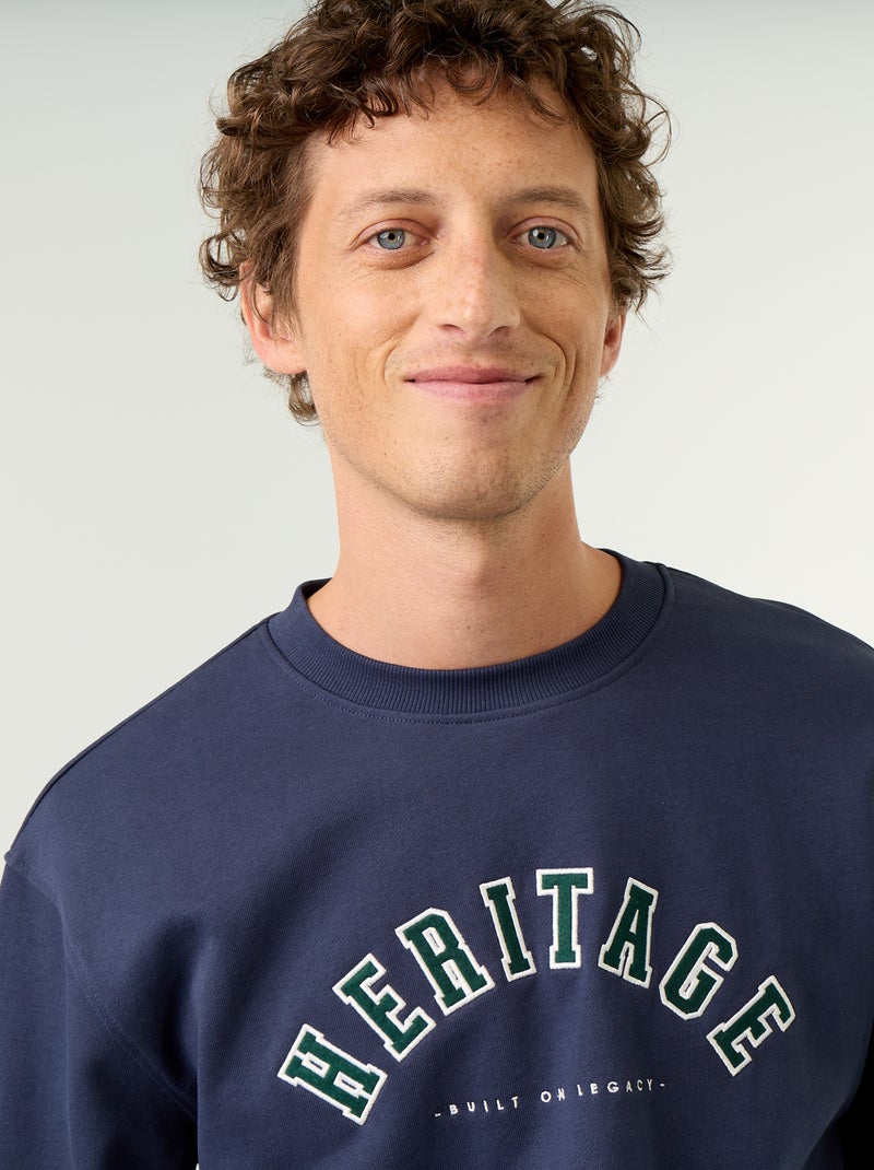 Sportswear style sweatshirt with embroidered lettering Blue - Kiabi