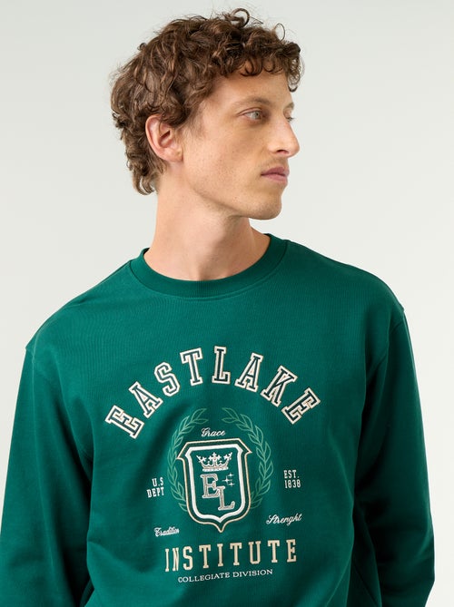 Sportswear style sweatshirt with embroidered lettering - Kiabi