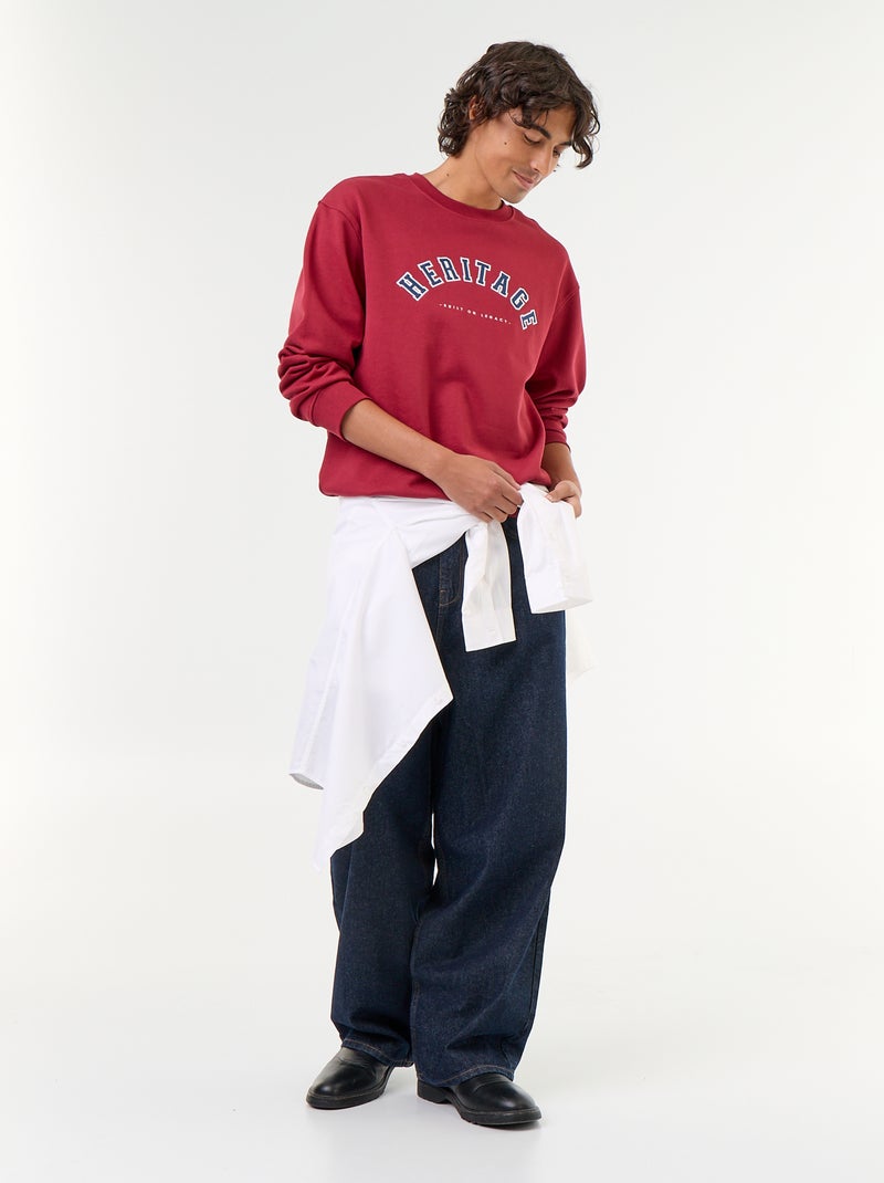 Sportswear style sweatshirt with embroidered lettering Red - Kiabi