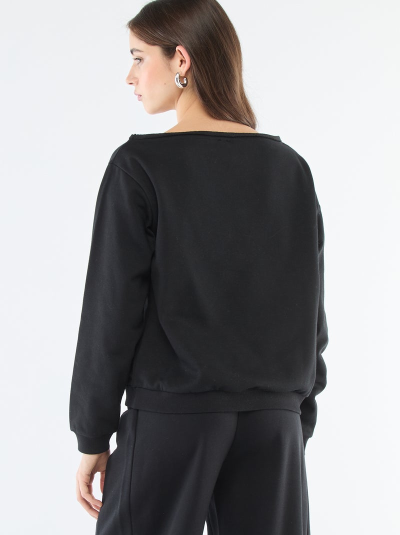 Sporty Fleece Sweatshirt Black - Kiabi