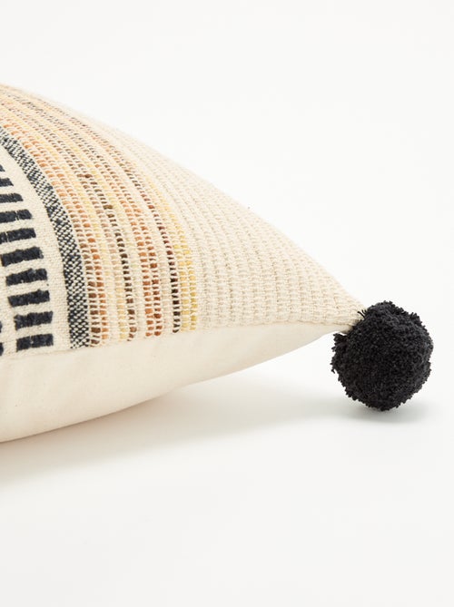 Square cushion cover with pompoms - Kiabi