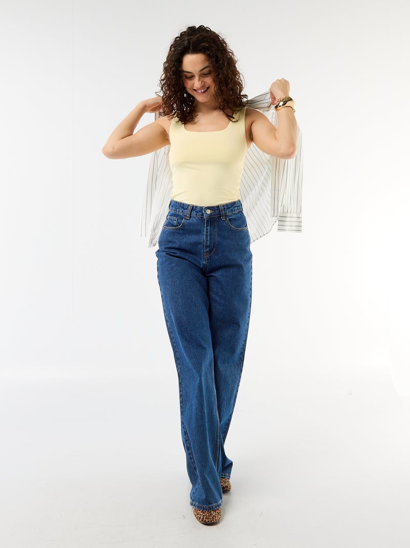 Square neck stretch T-shirt Yellow - Kiabi