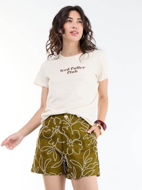 Standard-fit shorts with embroidery - Kiabi