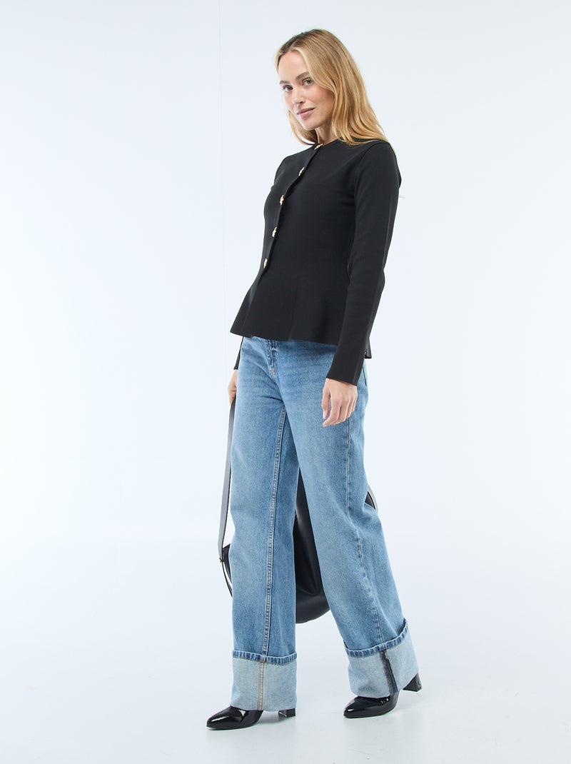 Star Button Cardigan Black - Kiabi
