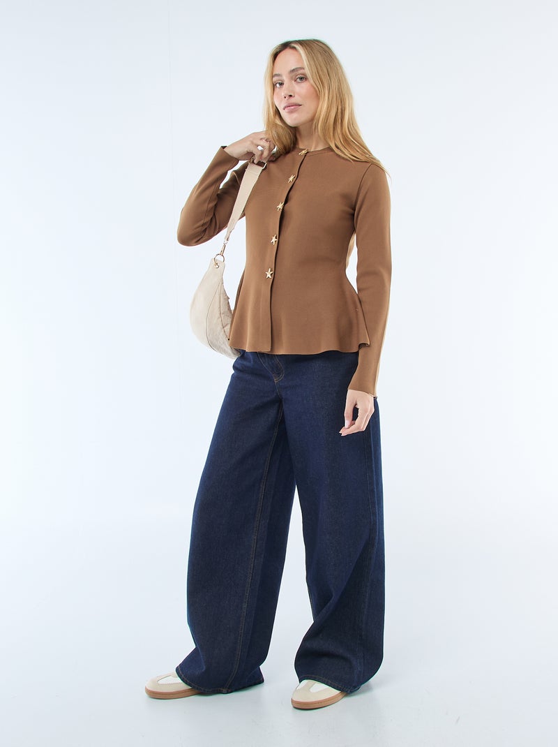 Star Button Cardigan Brown - Kiabi
