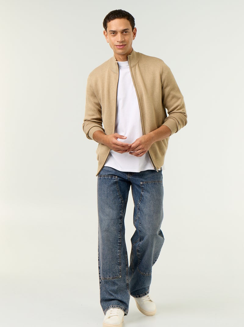 Stehkragen-Gilet mit Reissverschluss Beige - Kiabi