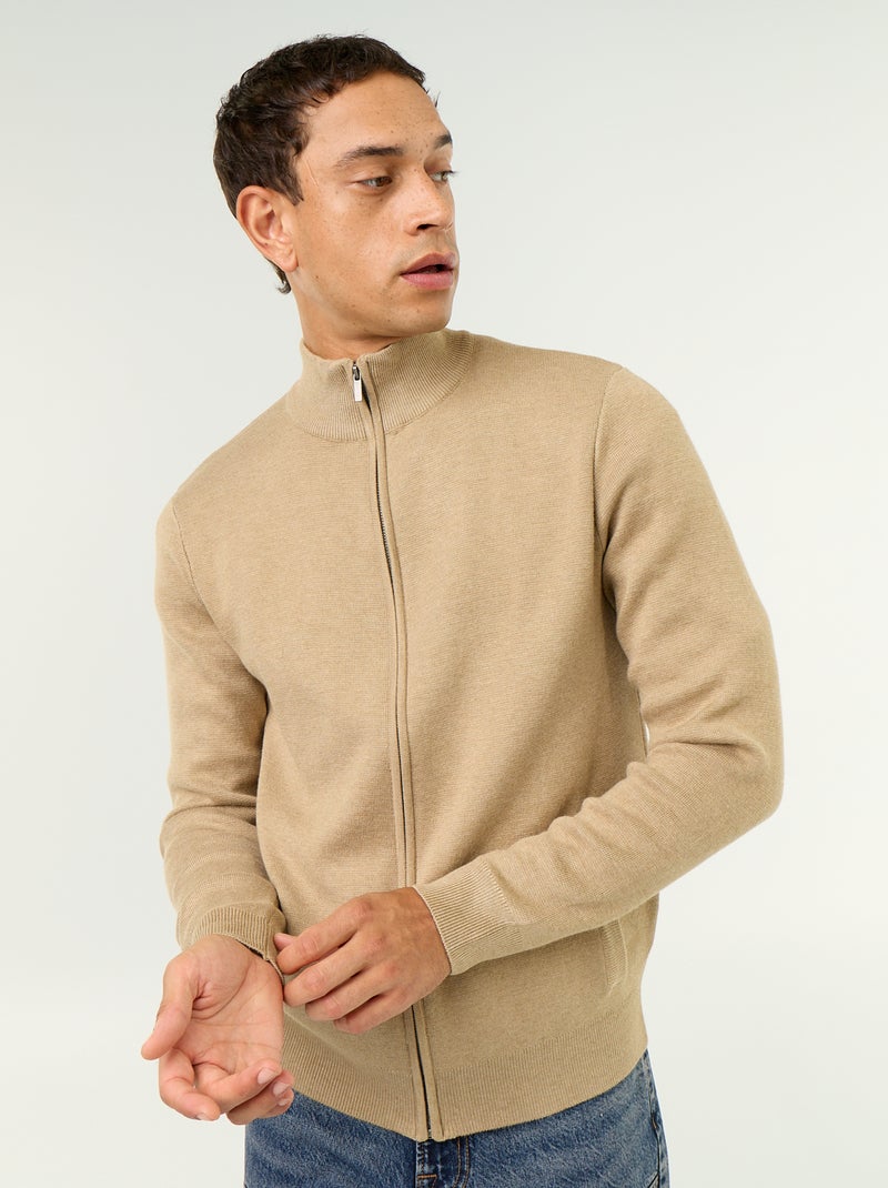 Stehkragen-Gilet mit Reissverschluss Beige - Kiabi
