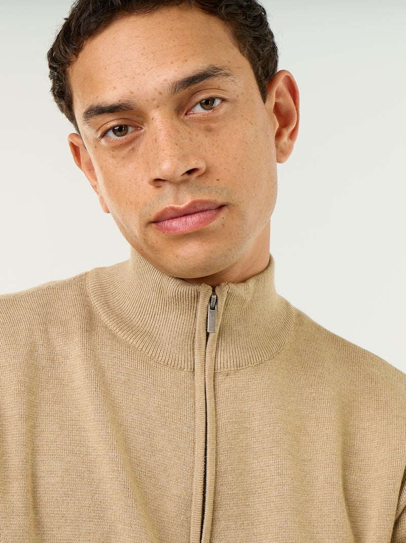 Stehkragen-Gilet mit Reissverschluss Beige - Kiabi
