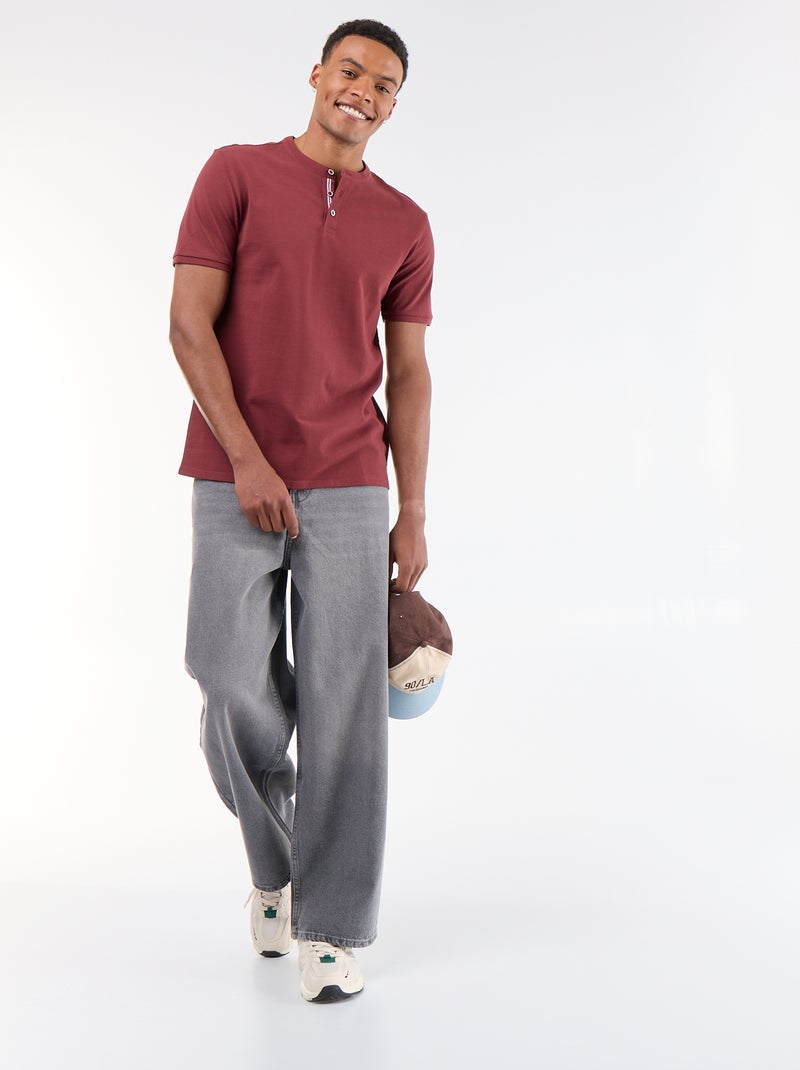 Stehkragen-Polohemd Rot - Kiabi