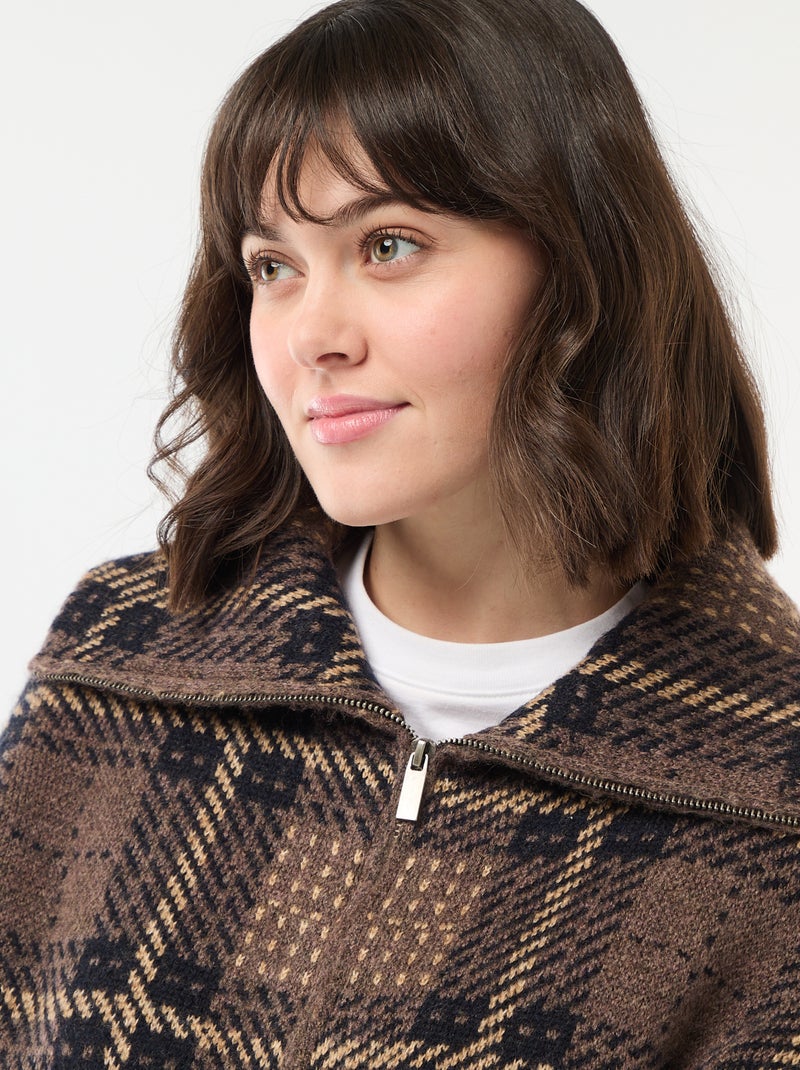 Stehkragen-Strickjacke Braun - Kiabi
