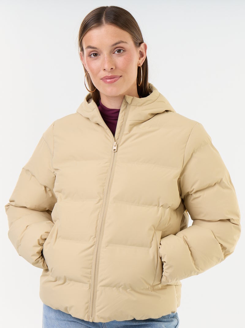 Steppjacke mit Kapuze Beige - Kiabi