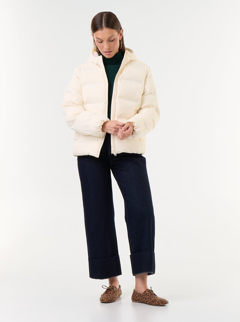 Steppjacke mit Kapuze Blanc - Kiabi