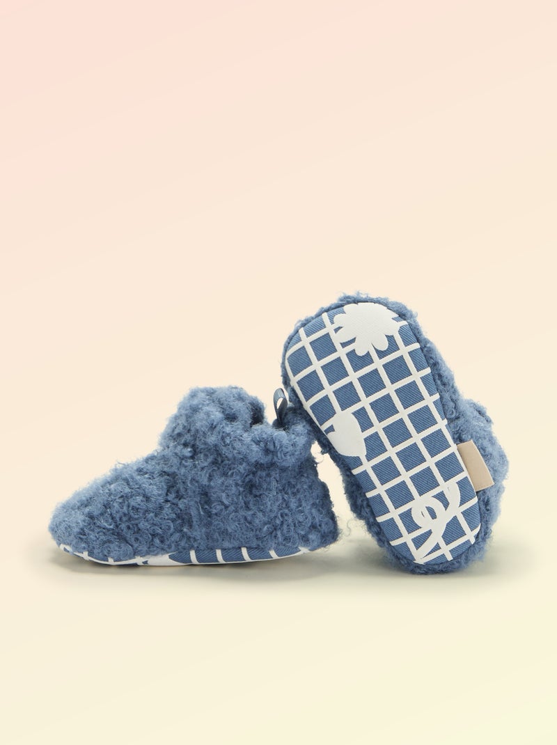 Stiefeletten-Finken in Lammfell-Optik – 'Kitchoun' Bleu - Kiabi