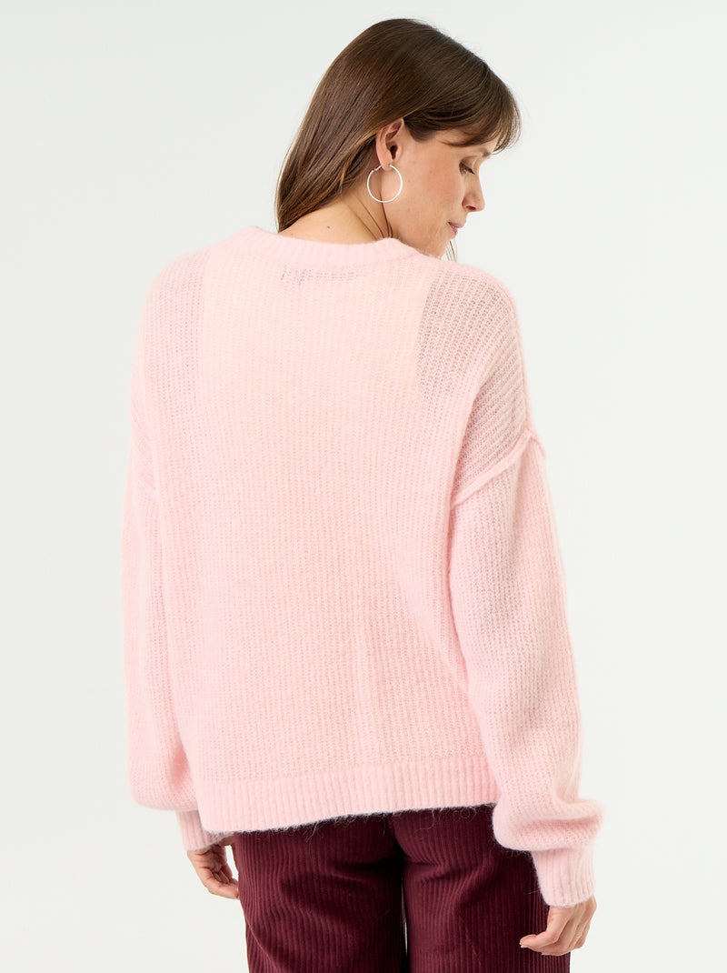 Stillpullover aus Wollmischung Rose - Kiabi