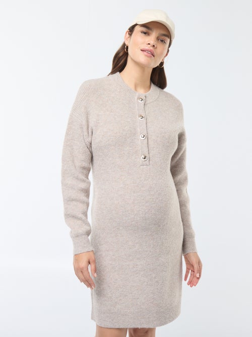 Stillpulloverkleid mit Knopfleiste - Kiabi
