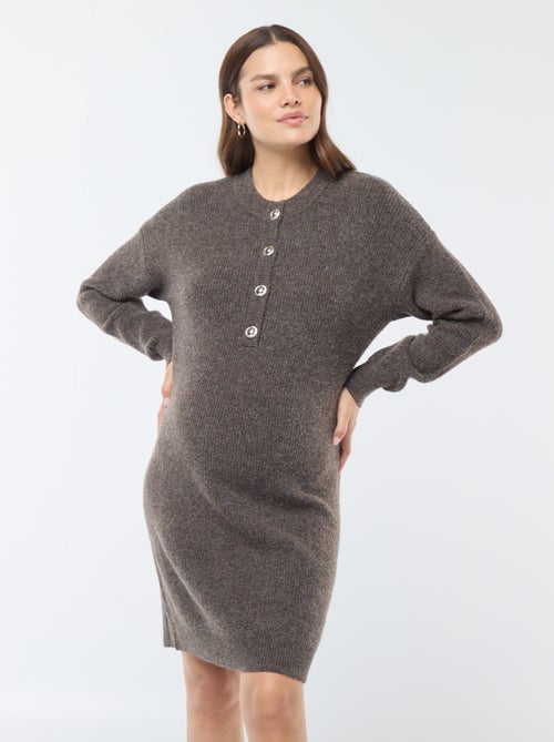 Stillpulloverkleid mit Knopfleiste - Kiabi